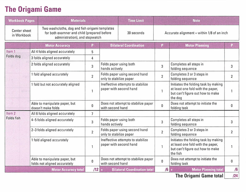 Origami Game Scoring Page